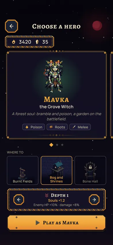 3. Hero screen: Mavka and the three roads