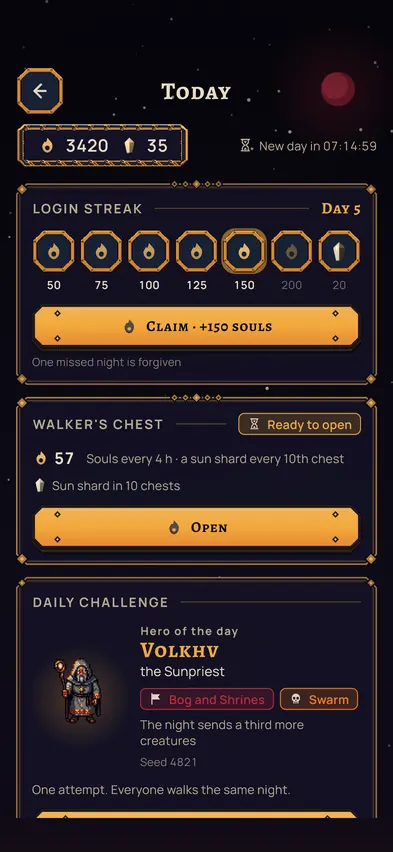 7. Today: streak, chest and the daily challenge
